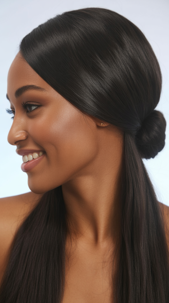 Low Sleek Bun with Straight Ends