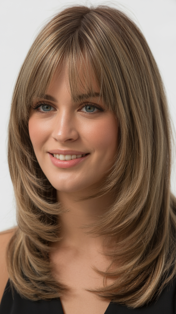 Long Layers with Curtain Bangs