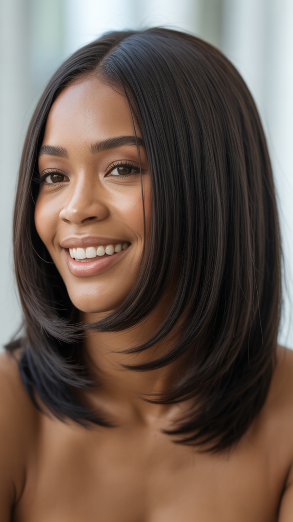 Sleek Straight Hair with Middle-Length Layers