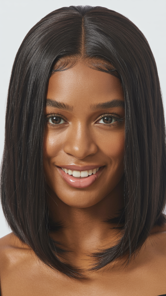 Center Part with Sleek Straight Hair