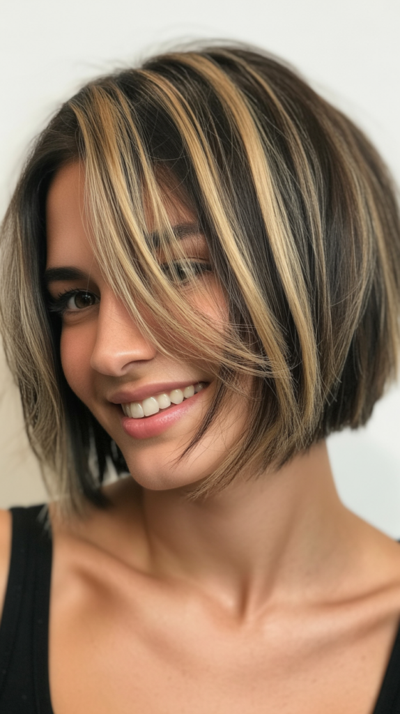 Choppy Bob with High-Contrast Balayage