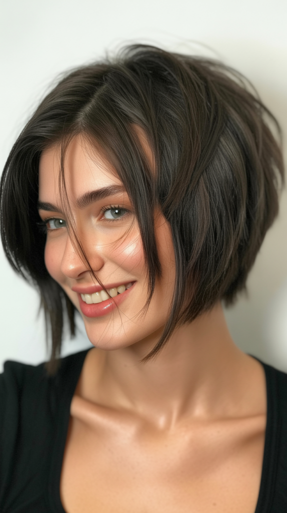 Choppy Bob with Deep Side Part
