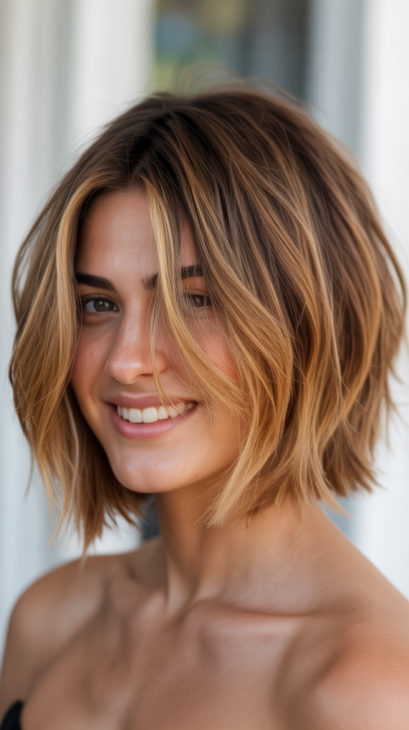 Choppy Bob with Sun-Kissed Beach Balayage