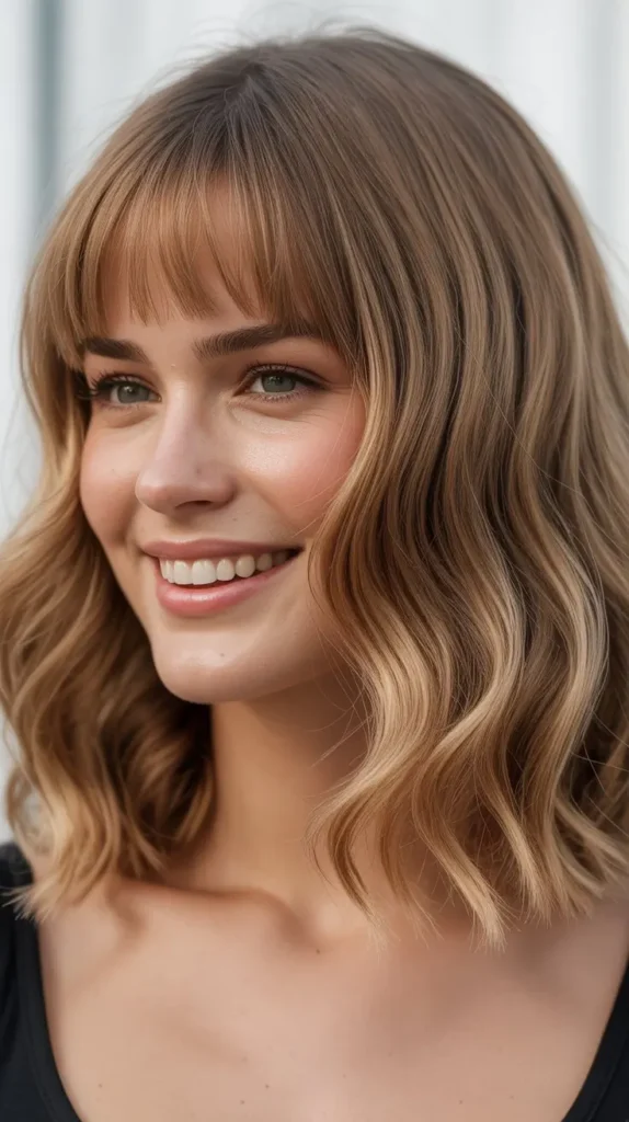 Wavy Lob with Baby Bangs