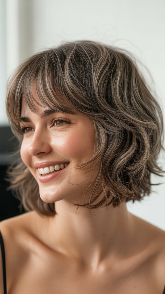 Textured Choppy Bob with Piecey Bangs
