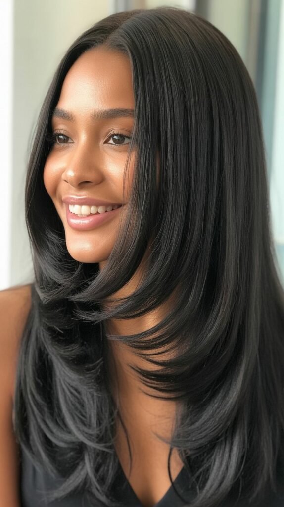 Long Straight Hair with Face-Framing Layers