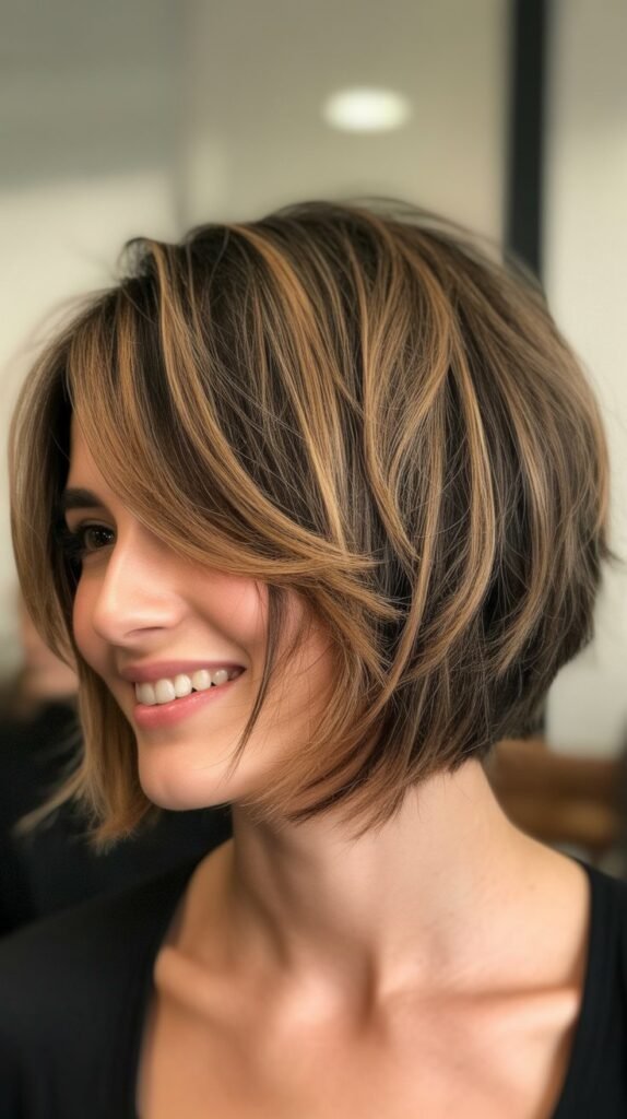 Choppy Bob with Peek-a-Boo Highlights