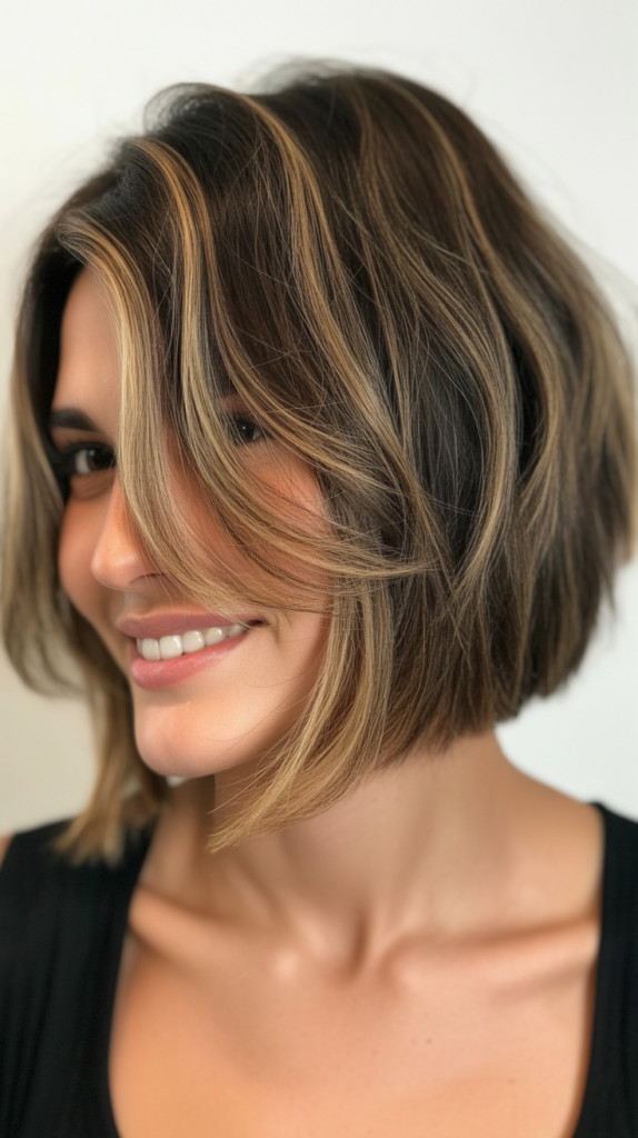 Choppy A-Line Bob with Subtle Balayage