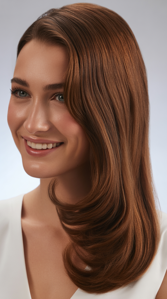 Straight Hair with Deep Side Part and Wave