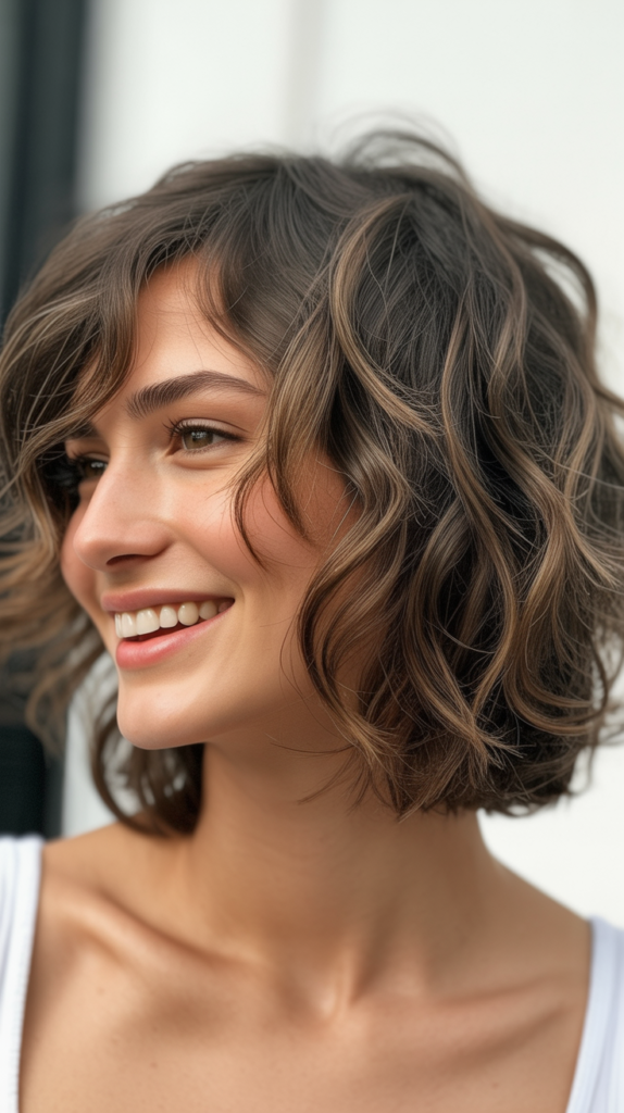 Curly Shaggy Choppy Bob