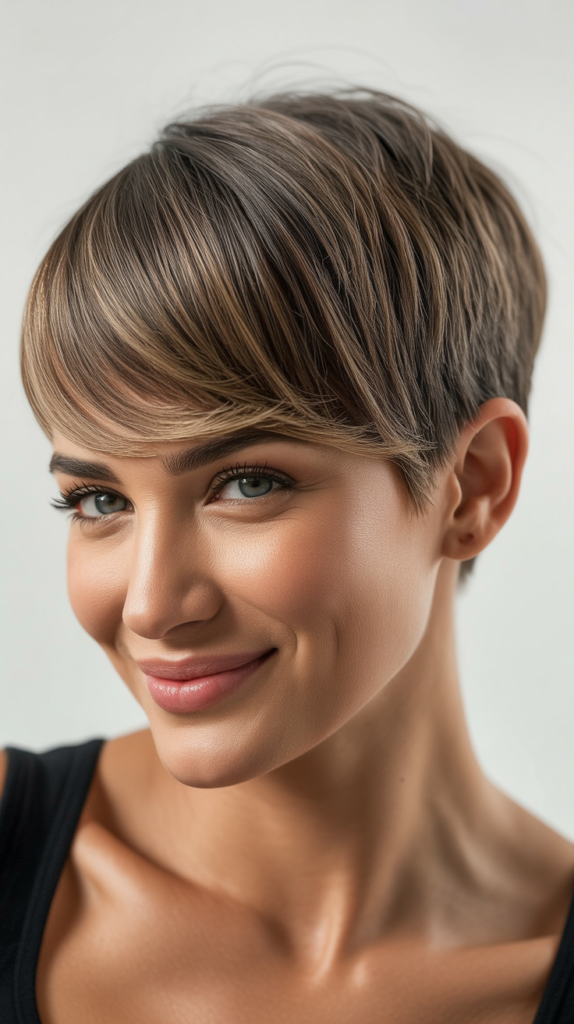 Tapered Pixie with Long Fringe