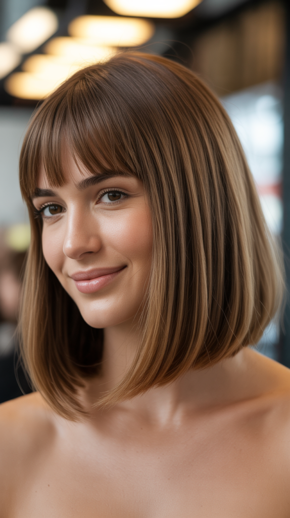 Inverted Bob with Curtain Bangs
