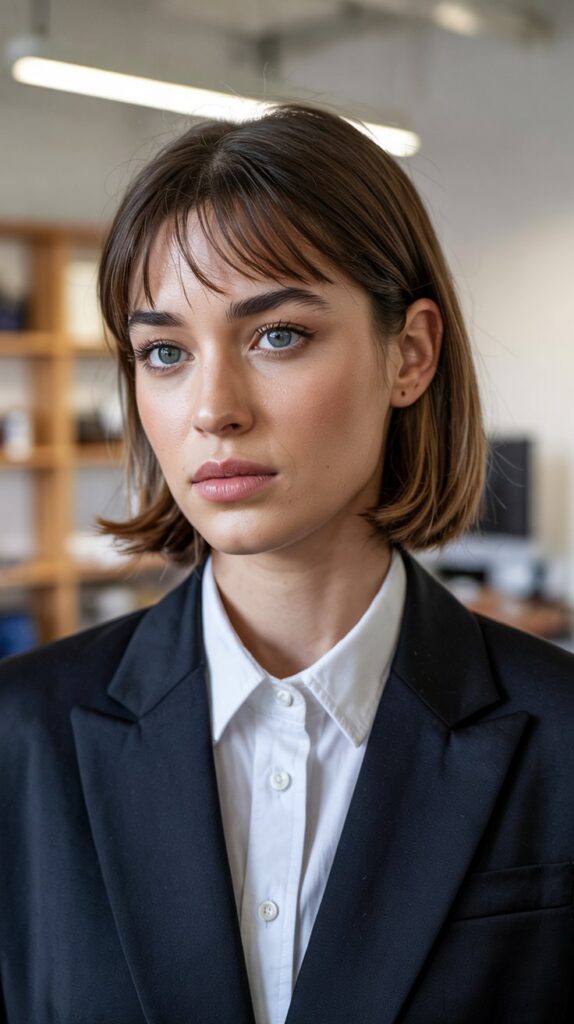 Long Bob with Curtain Bangs and Ombré