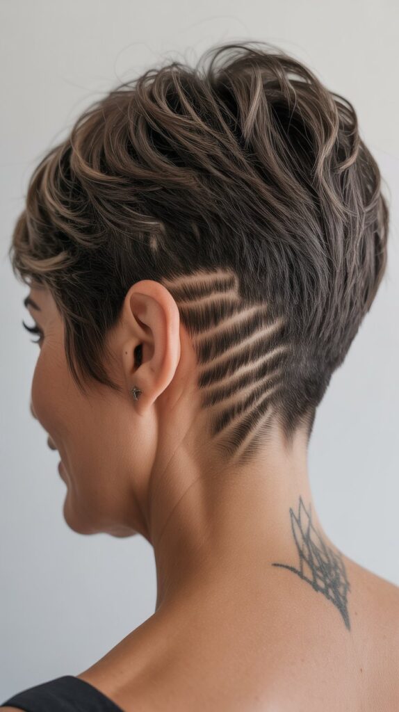 Top 32+ Short Hairstyles for Round Face Thin Hair Over 50 31 Layered Pixie with Nape Detail