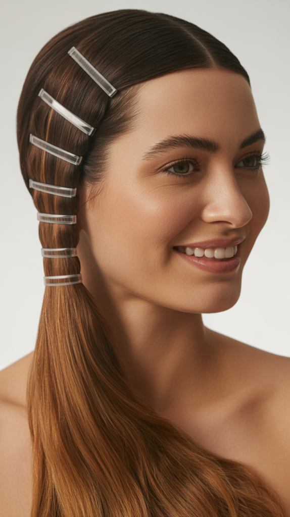 Sleek Straight Ponytail with Multiple Hair Ties