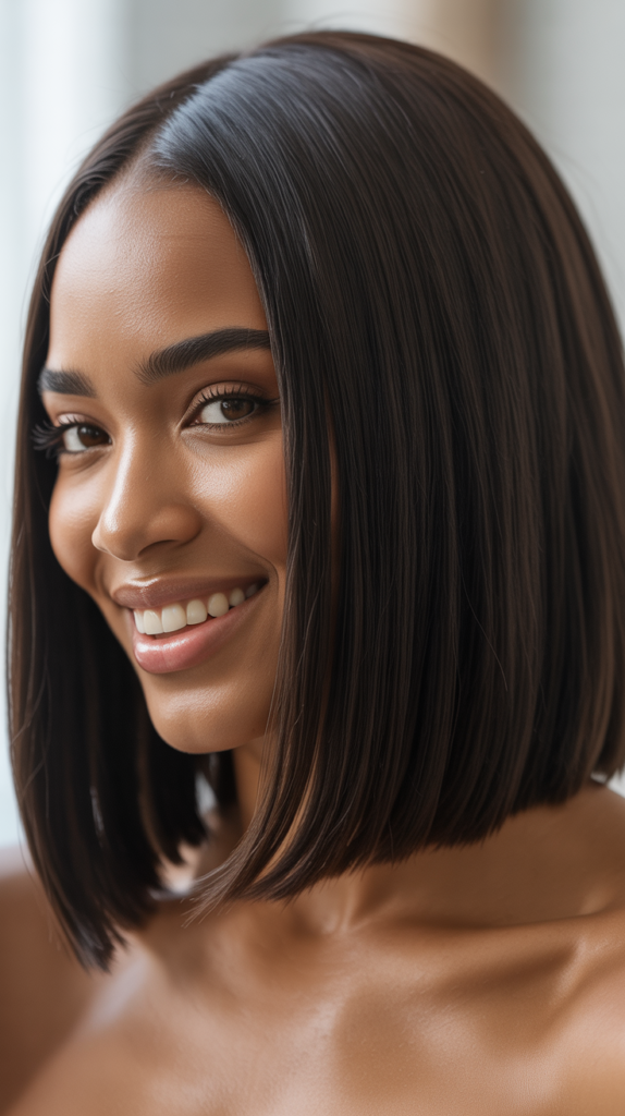  Straight Hair with Face-Framing Layers