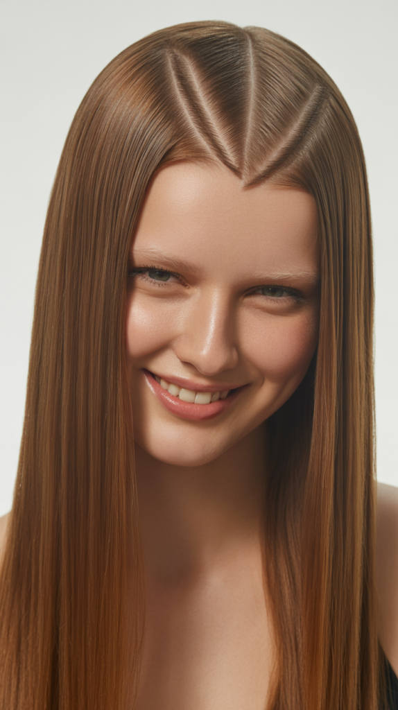 Straight Hair with Zigzag Part