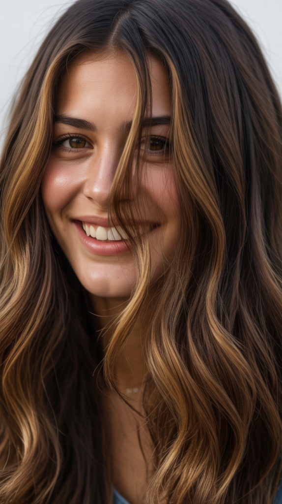 Dark Brown with Honey Highlights