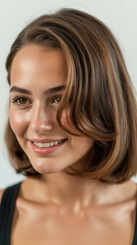 Side-Parted Collarbone Cut with Bends