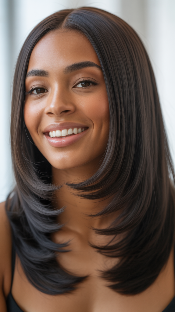 Straight Hair with V-Cut Layers