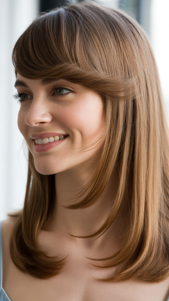 Side-Swept Bangs with Straight Length