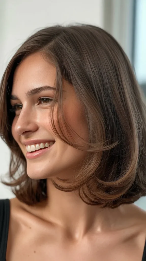 Side-Parted Layered Long Bob
