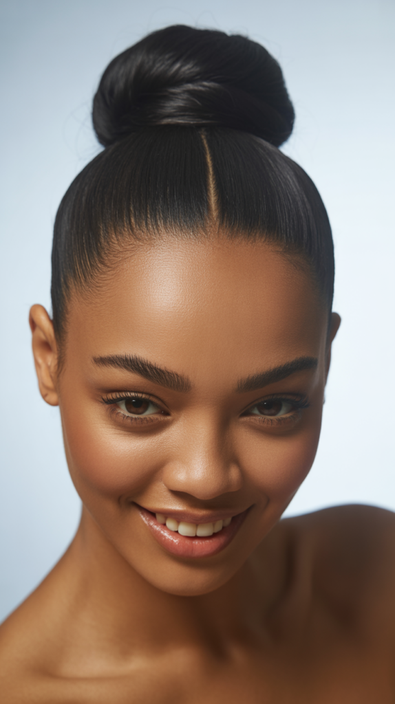 Slicked Back Bun with Middle Part