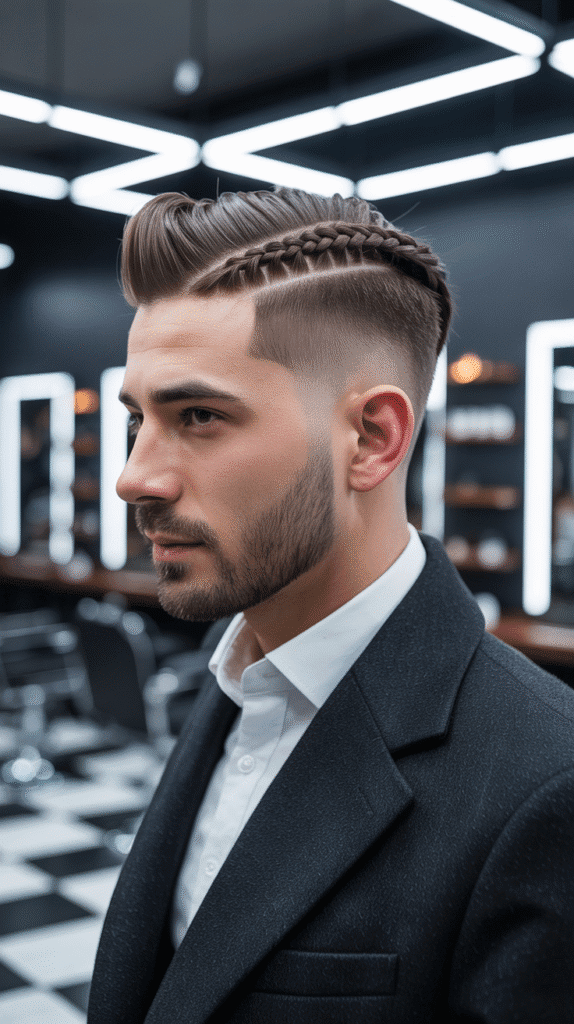 33 Stylish Winter Hair Braids for Men 10 Man Braid with Undercut