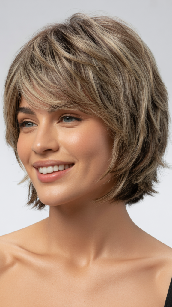Textured Choppy Bob with Volume at Crown
