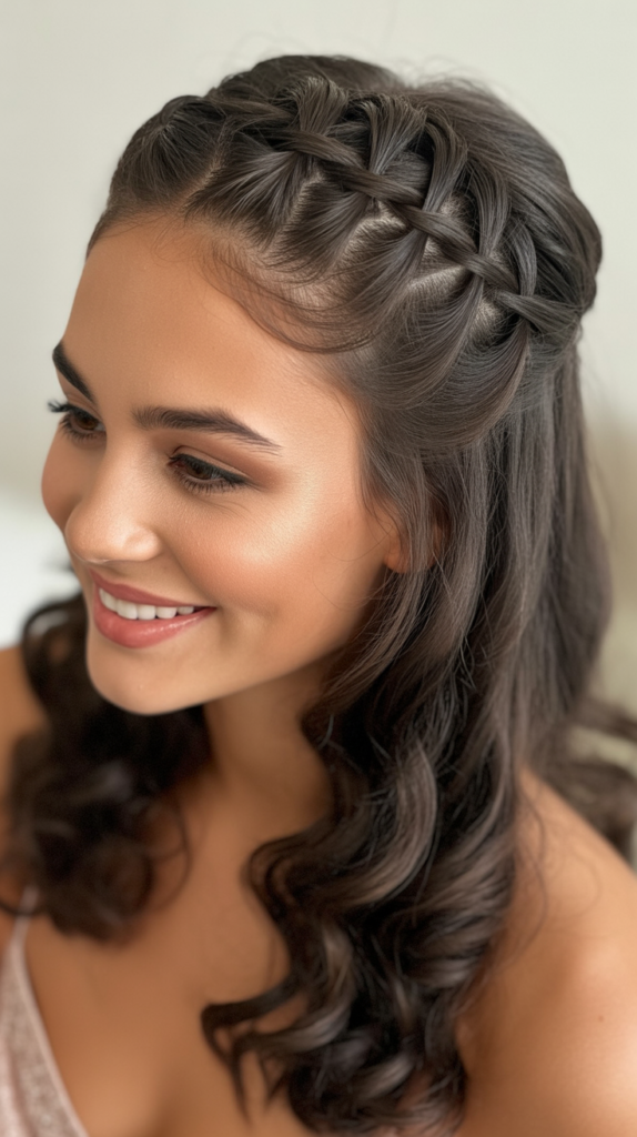  Half-Up with Crisscross Pattern