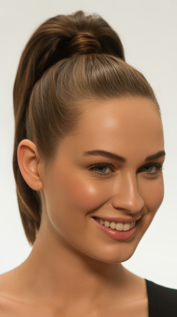 Slicked-Back Ponytail with Height