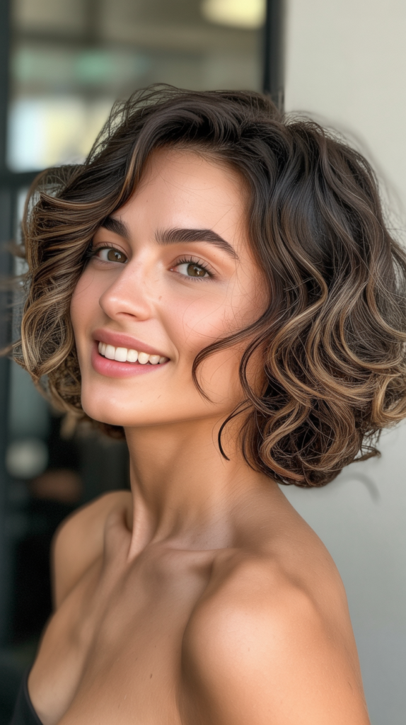 Voluminous Bob with Curled Ends