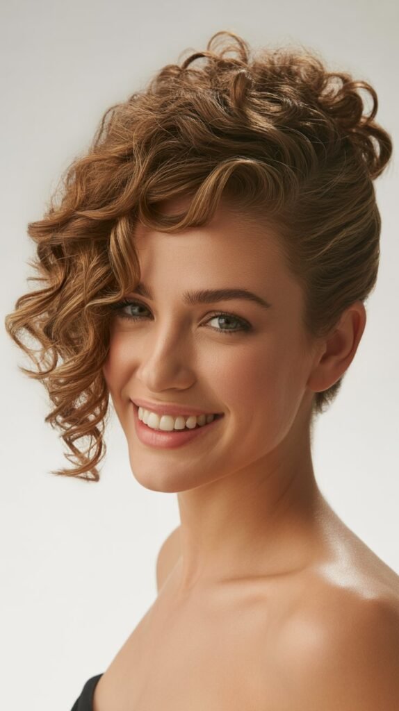  Asymmetrical Curly Updo