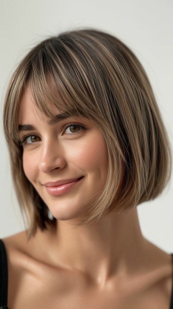 Curled Bob with Baby Bangs