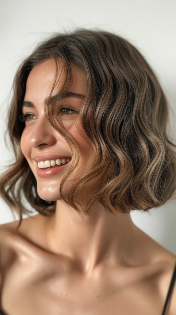 Stunning Long Bob with Layers and Curtain Bangs