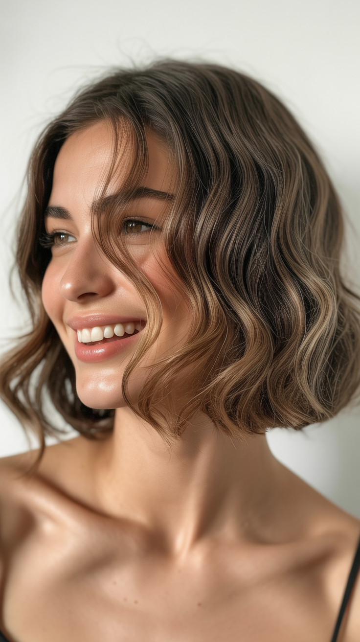 Stunning Long Bob with Layers and Curtain Bangs