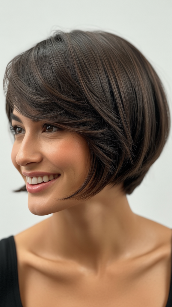 Inverted Bob with Stacked Layers for Round Faces