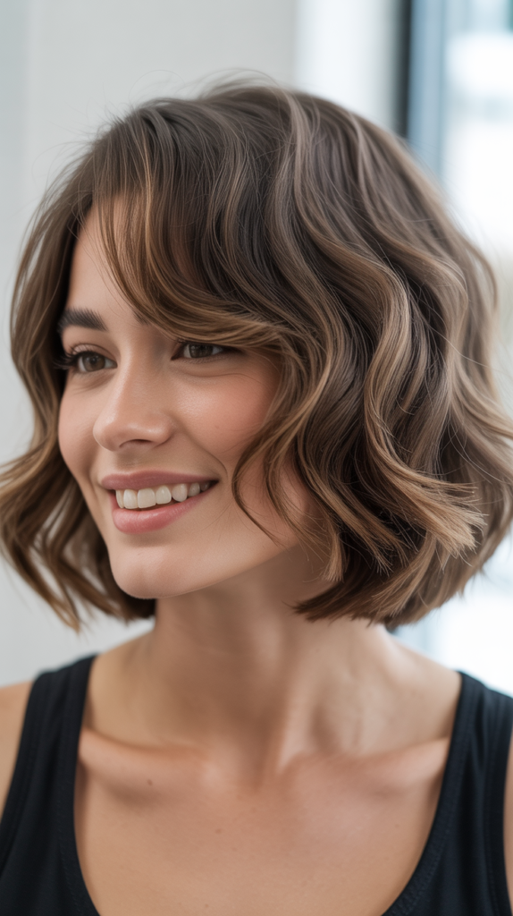 Wavy Bob with Side-Swept Bang