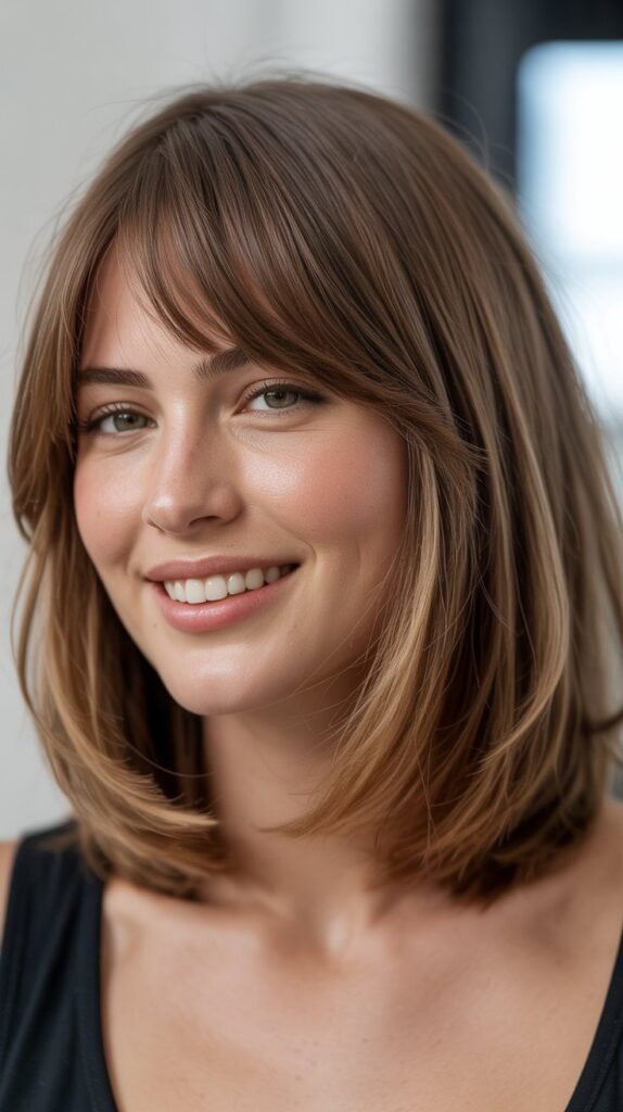 Lived-In Long Bob with Effortless Curtain Bangs