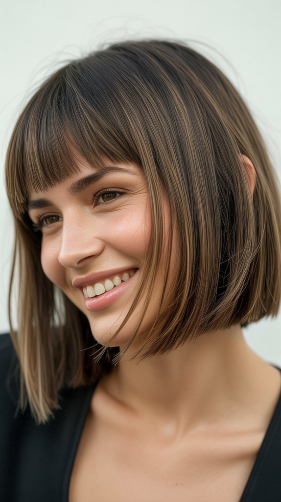 Inverted Choppy Bob with Blunt Bangs