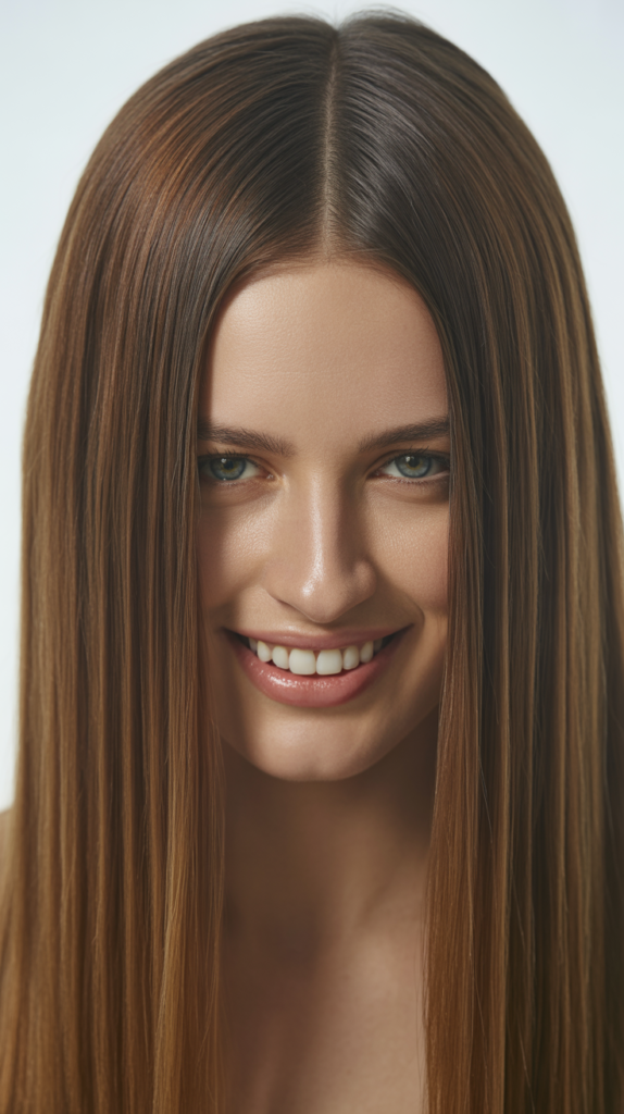 Long Straight Hair with Center Part