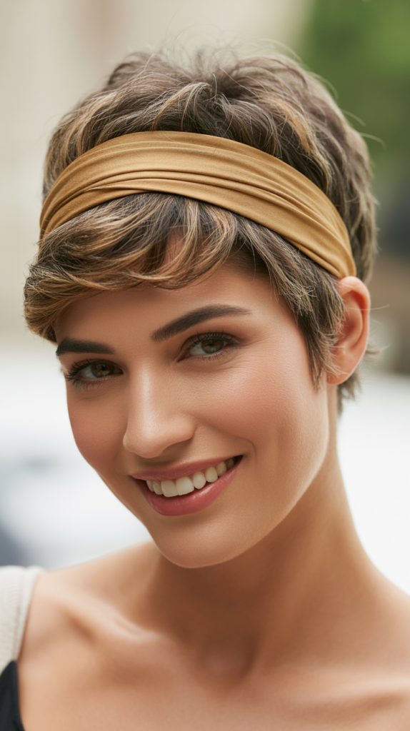  Thick Headband with Textured Pixie Cut