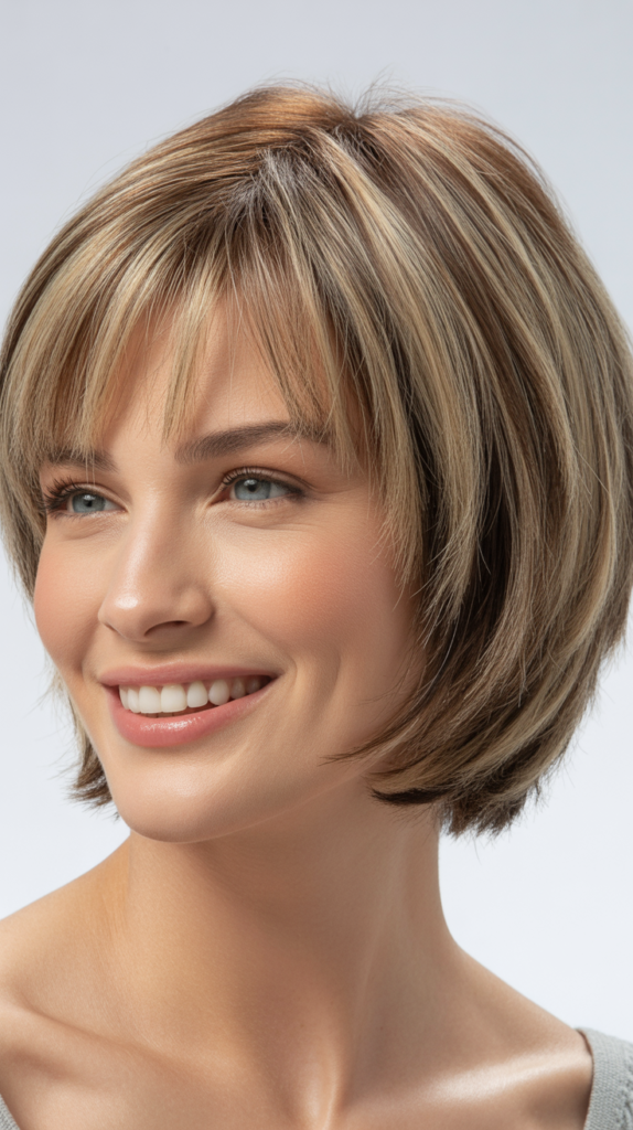 Choppy Bob with Graduated Layers and Bangs