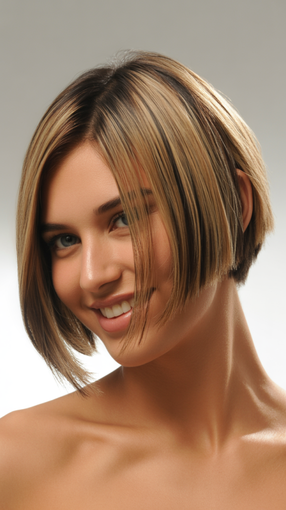 Asymmetrical Bob with Angled Front