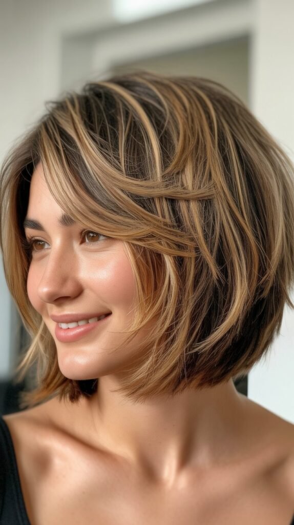 Choppy Bob with Scattered Highlights