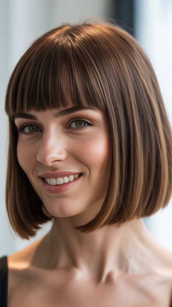 French Bob with Blunt Bangs