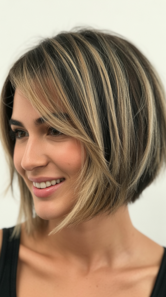 Asymmetrical Choppy Bob with Ash Blonde Balayage