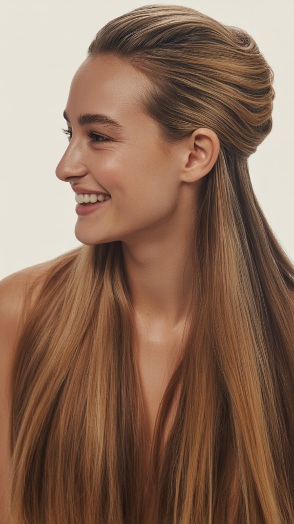 Straight Hair with Pulled-Back Sides