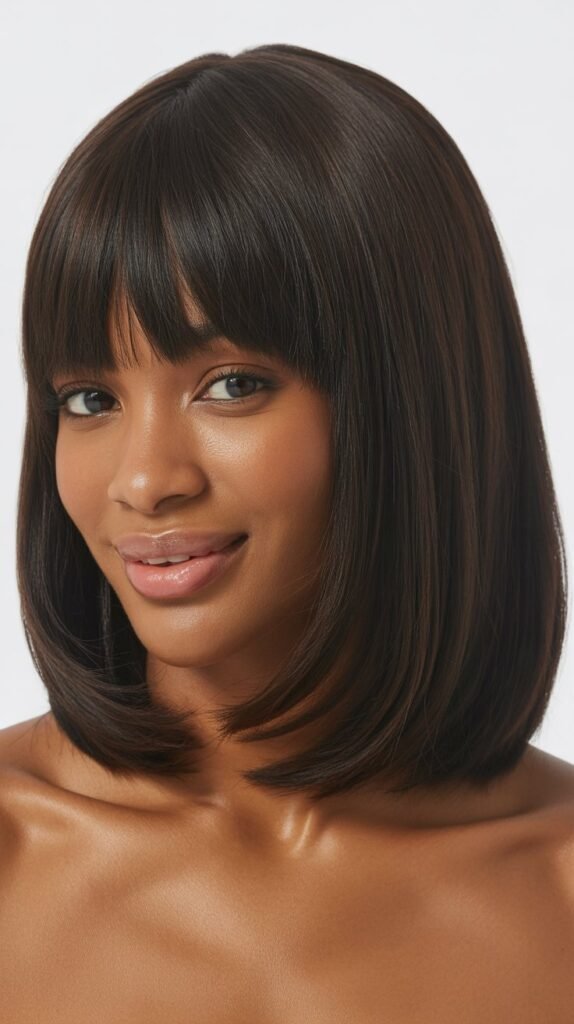  Long Bob with Long Curtain Bangs