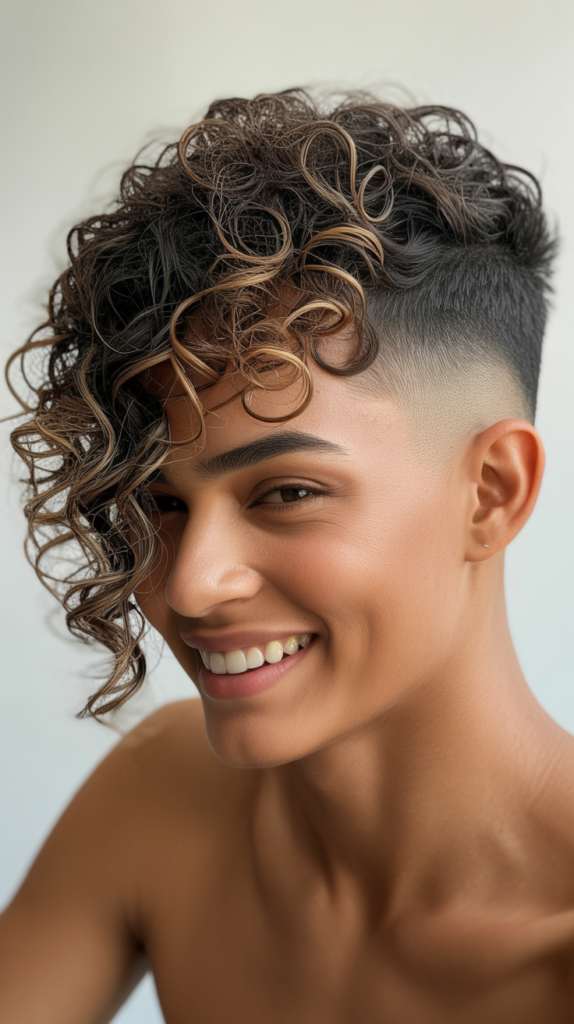 Textured Curly Undercut With Top Length